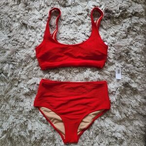 Two piece ribbed fabric bikini